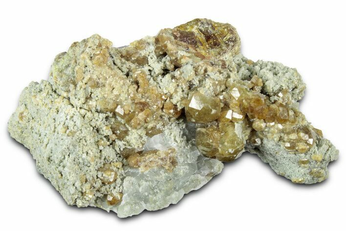 Sparkling Demantoid Garnet Cluster in Matrix - Mexico #358513